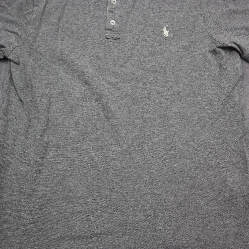 Ralph Lauren Shirt Mens L Gray Custom Fit Chest Button Short Sleeve Collared Top